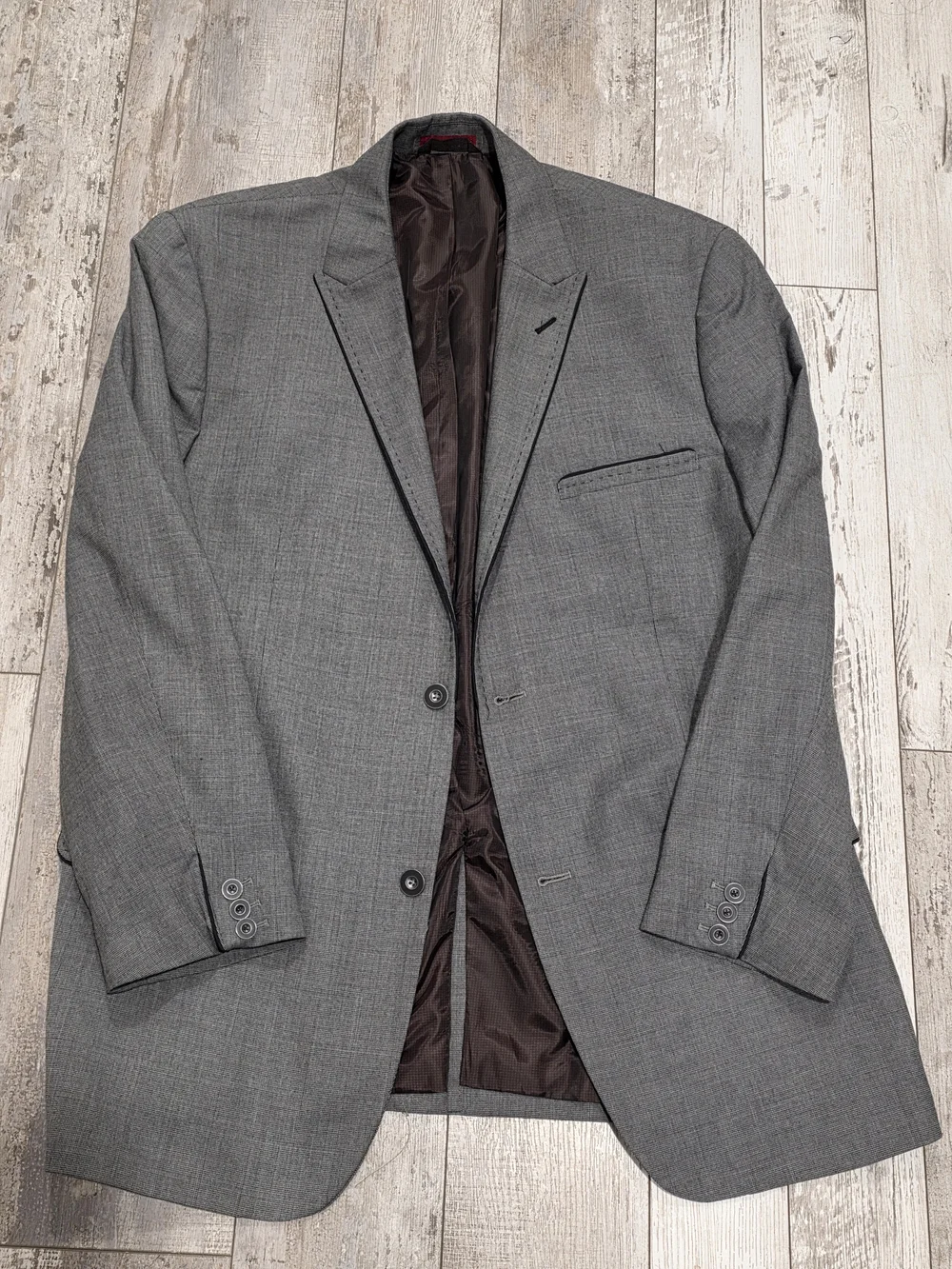 XL 46-48 Men's Alfani Slim Fit Stretch Blazer Gray Peak Lapel Sport Coat Soft
